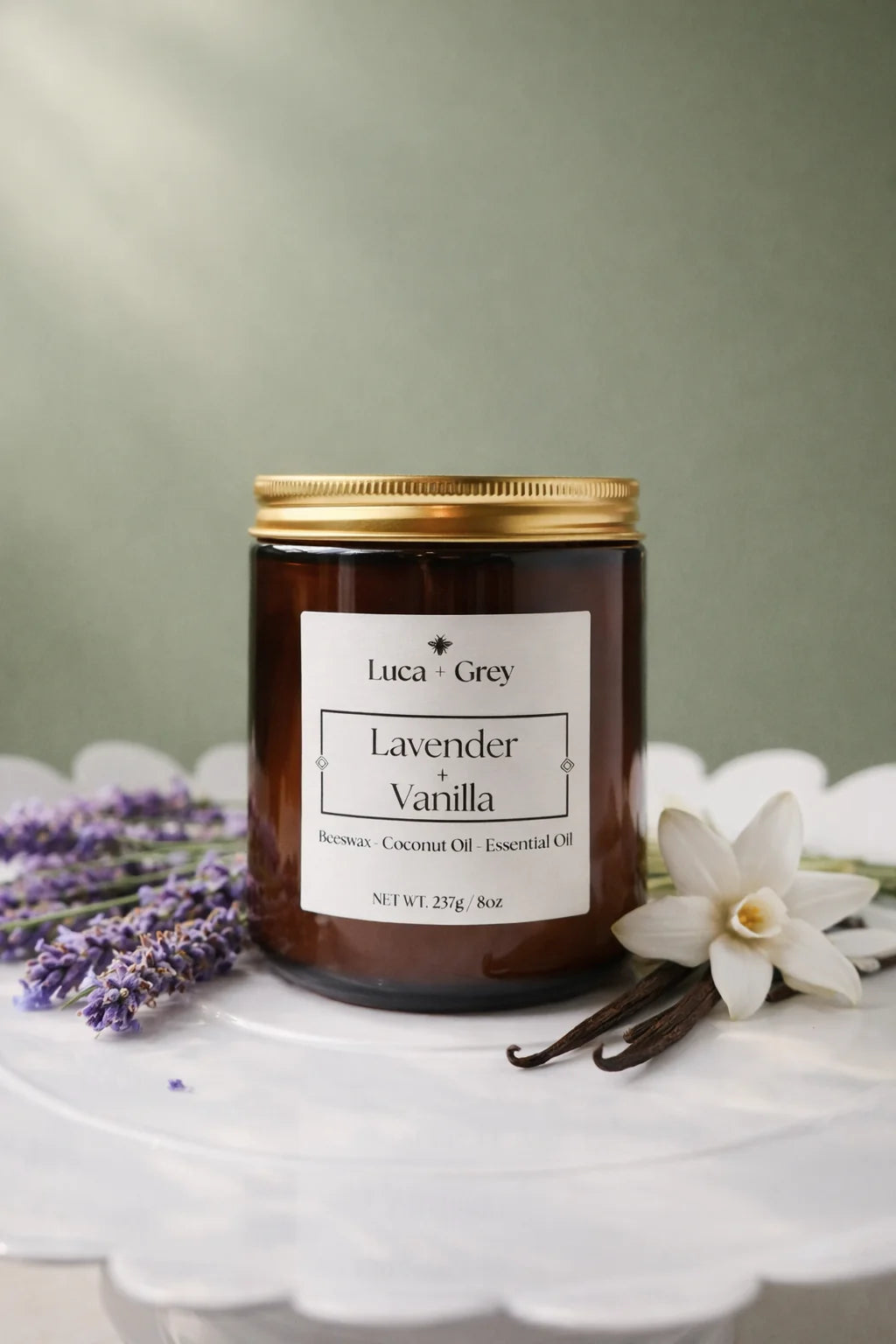 Luca+Grey – Lavender & Vanilla Beeswax Candle